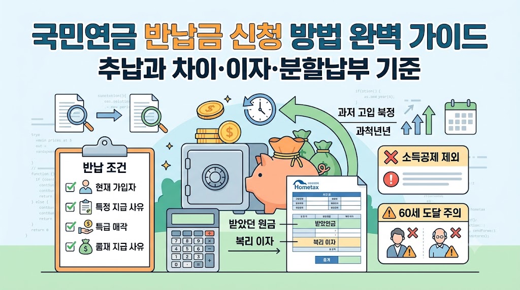 국민연금 반납금 신청 방법: 추납과 차이·이자·분할납부 기준