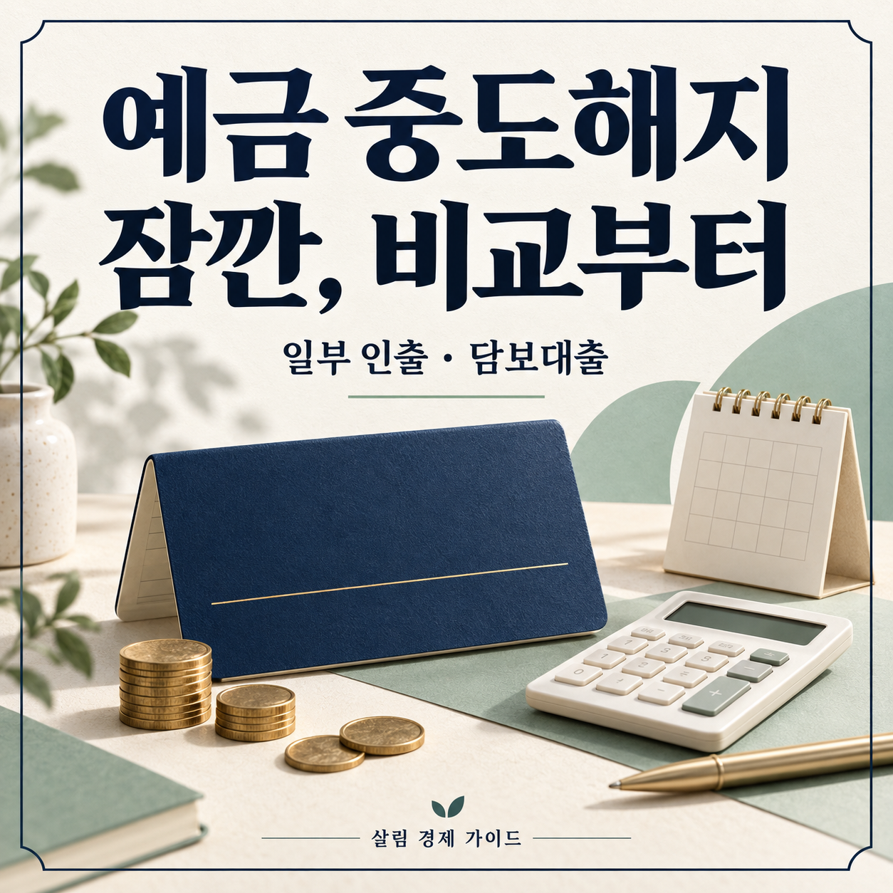 예금 중도해지 전 일부 인출과 담보대출을 비교하는 안내 이미지